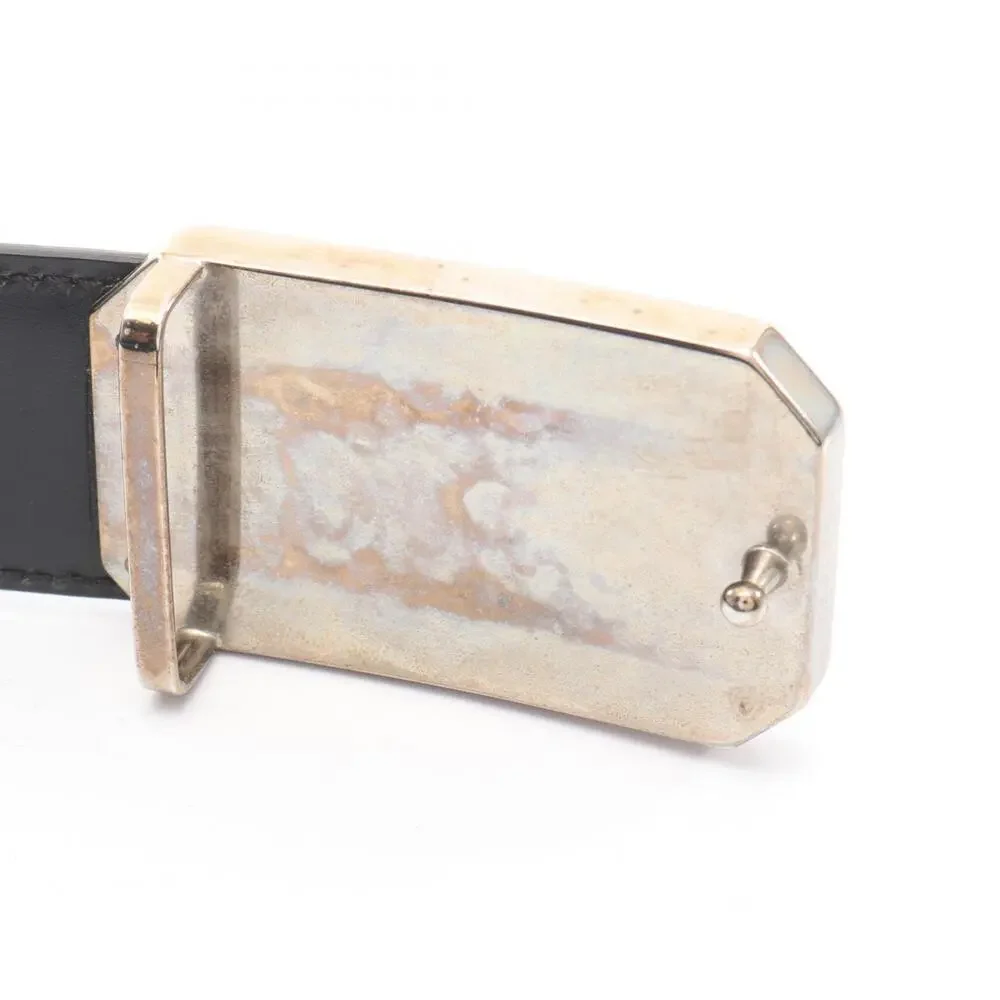 Gucci Black Embossed Leather Belt with Gold-Tone Buckle